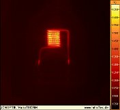 2011/10: középhullámú termográfiai mérések - Lámpaspiral felvetele üvegen-at szűrővel (forrás: Infratec)