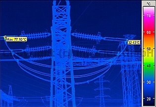 Villamos berendezések termográfiája elmélet-gyakorlat - Távvezeték ellenőrzése (forrás: Infratec)