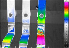 Villamos berendezések termográfiája - Egyenlőtlen terhelésű áramsínek (forrás: PIM)